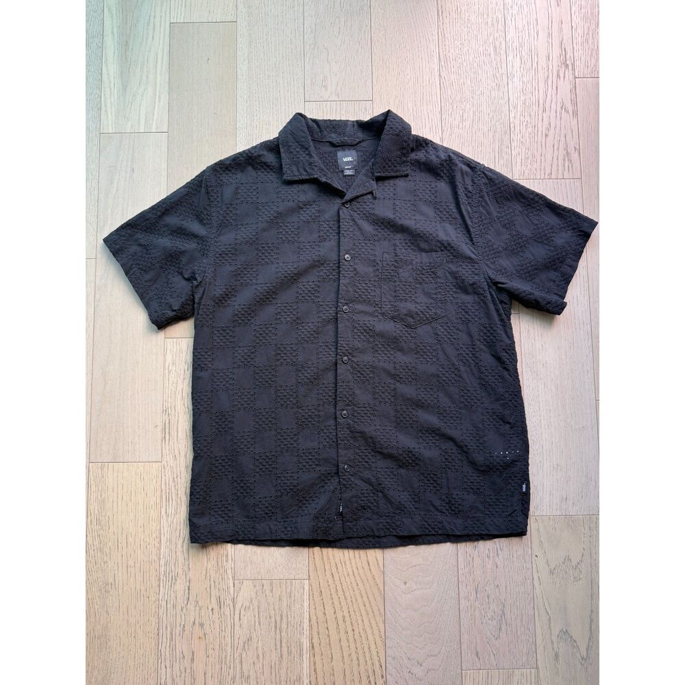 Vans Wayside Eyelet Woven Shirt Men’s Medium Black Loose Fit 100% Cotton